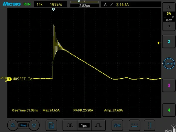 ​Meça a corrente de identificação do MOSFET
